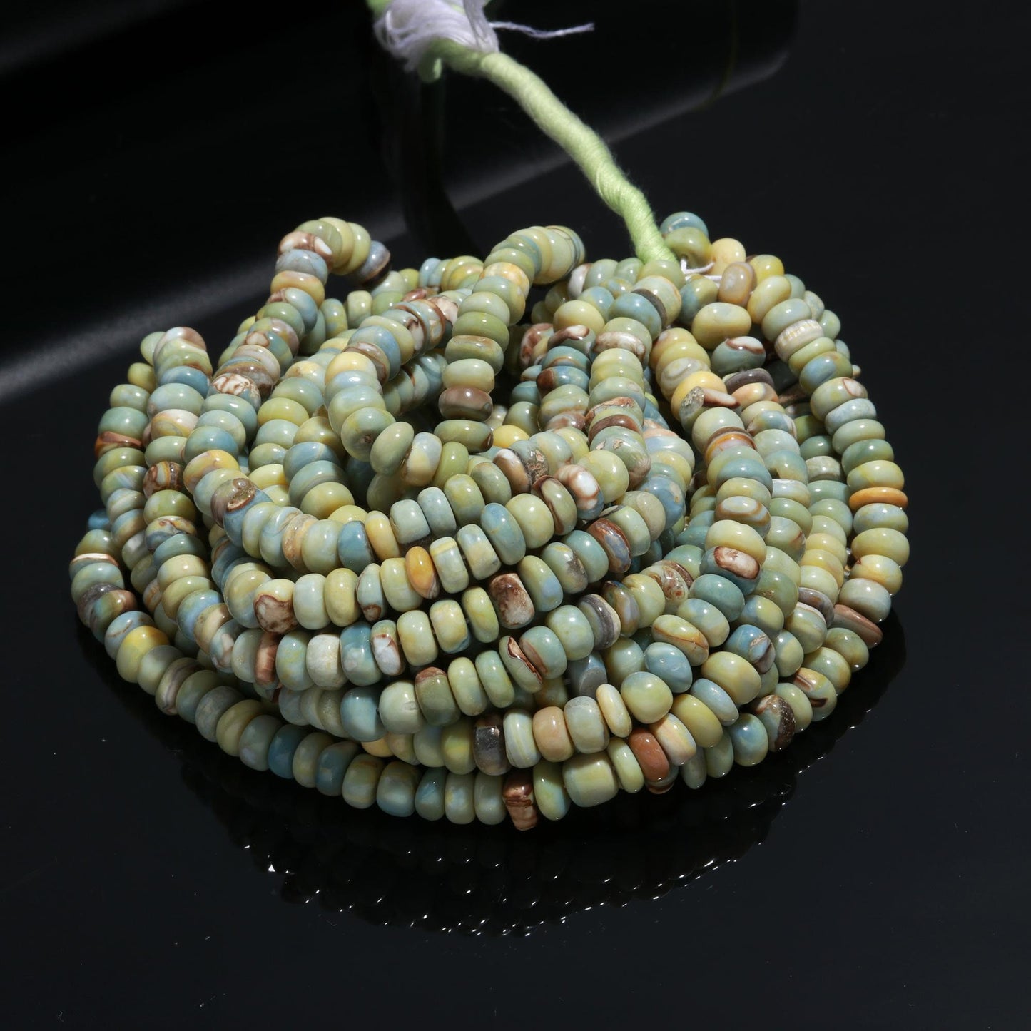 Cat's Eye Opal Smooth 8-9 MM Rondelle Beads Green Dot Plain Rondelle Opal Beads Smooth Opal Beads for Jewelry Necklace Bracelet Making Craft