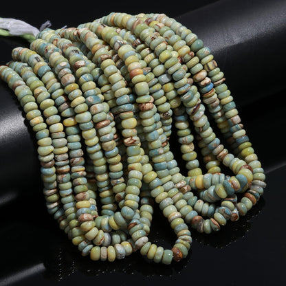 Cat's Eye Opal Smooth 8-9 MM Rondelle Beads Green Dot Plain Rondelle Opal Beads Smooth Opal Beads for Jewelry Necklace Bracelet Making Craft