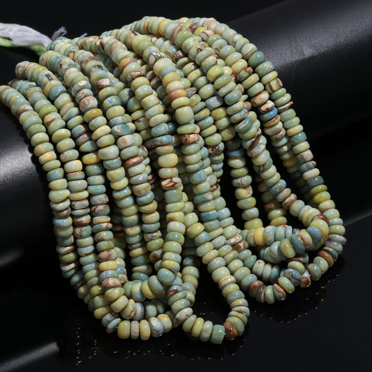 Cat's Eye Opal Smooth 8-9 MM Rondelle Beads Green Dot Plain Rondelle Opal Beads Smooth Opal Beads for Jewelry Necklace Bracelet Making Craft