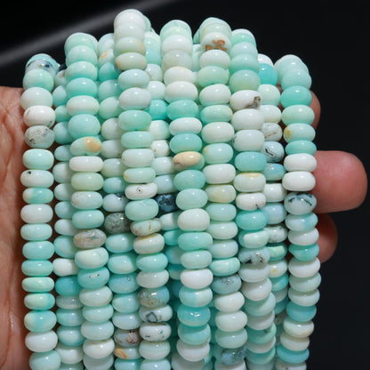 Sky Blue Opal Smooth Rondelle Beads Sky Blue Opal Rondelle 8-9 MM Gemstone Beads for Handmade Designer Jewelry Necklace Bracelet Making