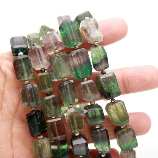 Natural Multi Fluorite Tumble 8X14 MM 9" Strand Multi Fluorite Nuggets Beads Natural Multi Fluorite Tumble for Designer Jewelry Making Craft