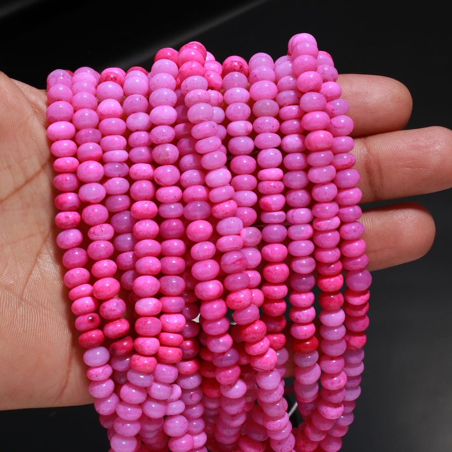 Shaded Pink Color Opal Smooth Beads 6-7 MM Opal Rondelle Gemstone Beads for Handmade Designer Jewelry Necklace Bracelet Making & Reselling