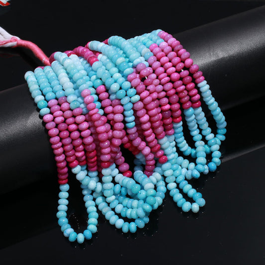 Pink Blue Color Opal Smooth Beads 7 MM Opal Smooth Rondelle Gemstone Beads for Designer Jewelry Necklace Bracelet Making Craft & Reselling