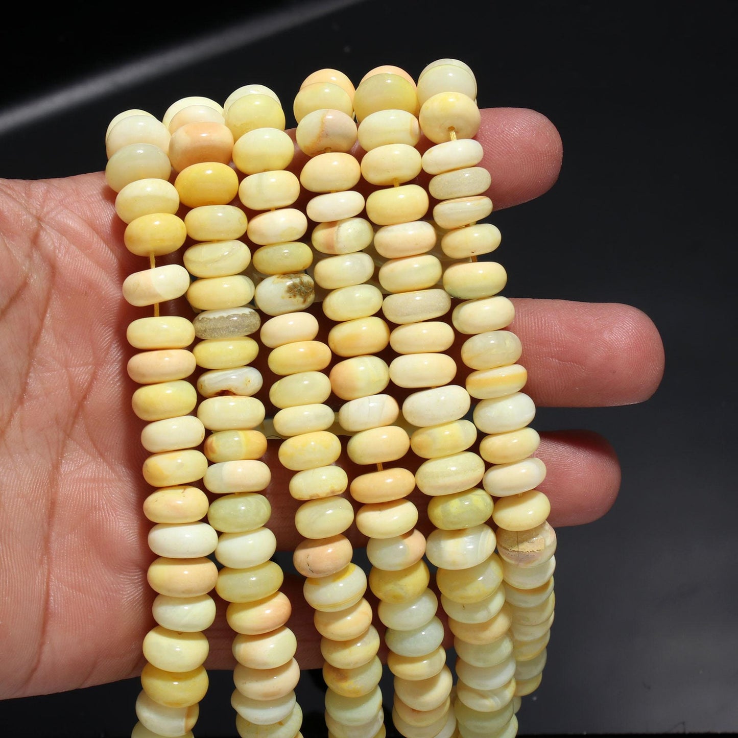 Yellow Color Opal Smooth Beads 9 MM Yellow Opal Gemstone Smooth Rondelle Beads for Handmade Jewelry Necklace Bracelet Making & Reselling