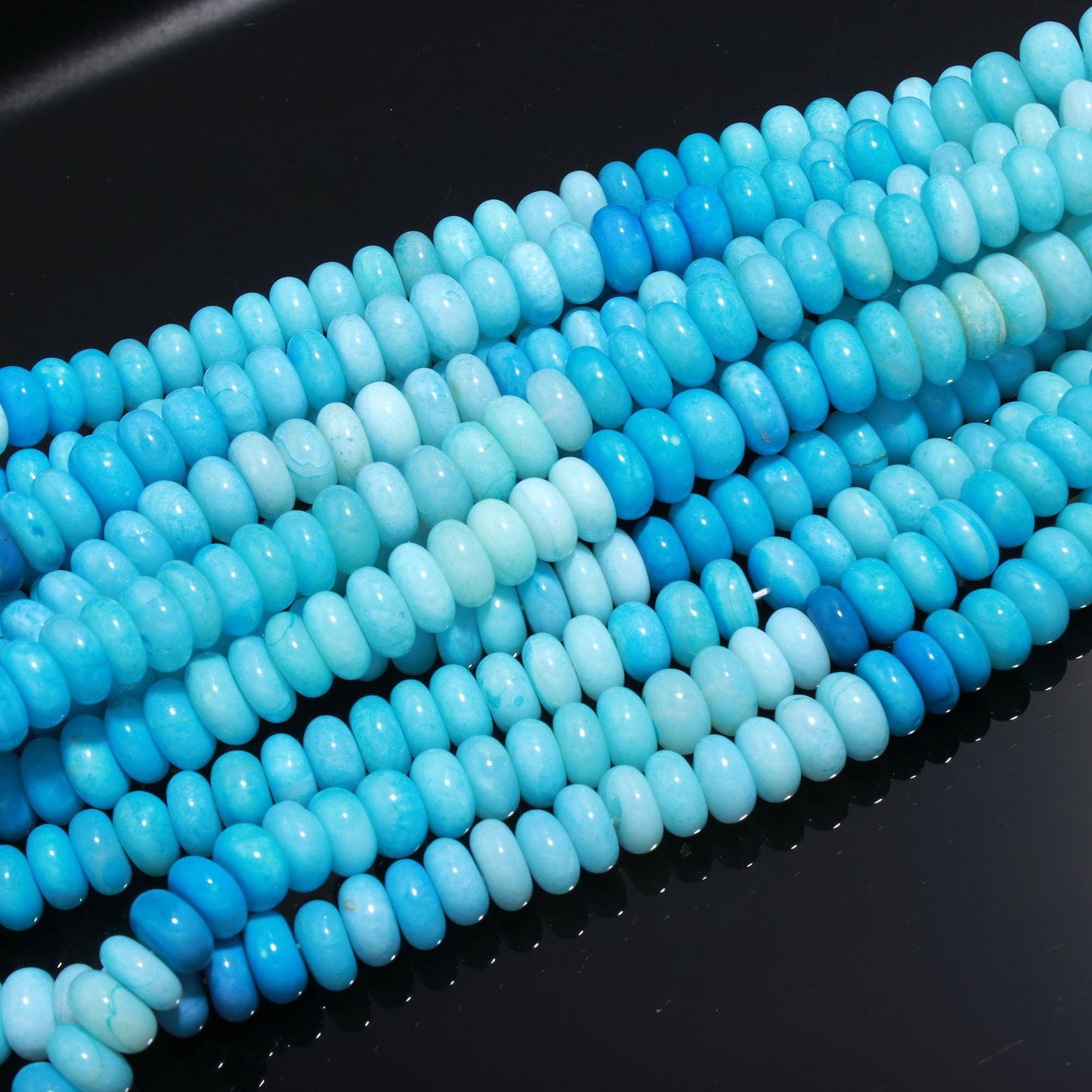 Shaded Blue Color Opal Smooth Rondelle Gemstone 10 MM Beads for Handmade Designer Jewelry Necklace Bracelet Making Craft & Reselling