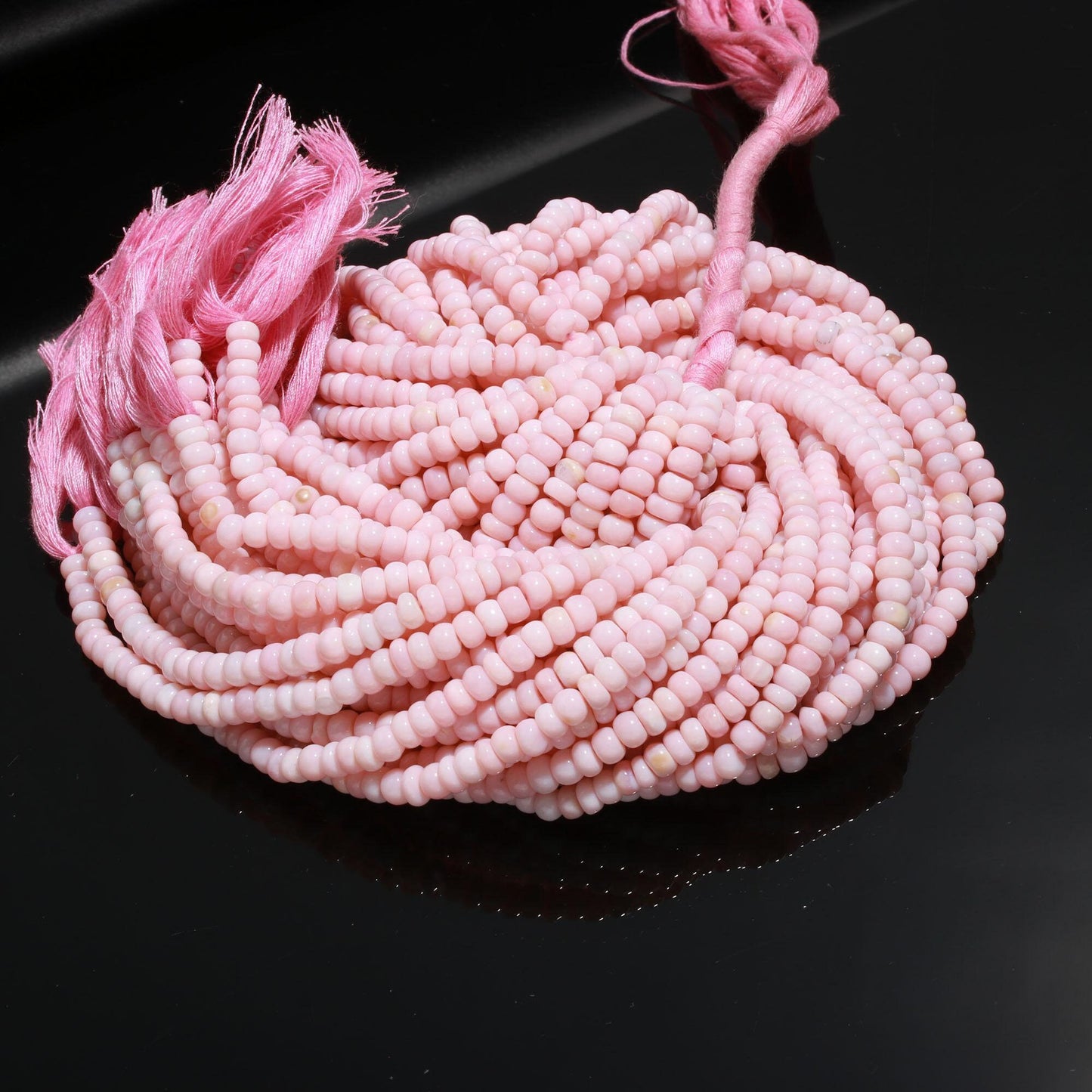 Pink Opal Smooth Rondelle Beads 5 MM Baby Pink Opal Plain Rondelle Beads for Jewelry Necklace Bracelet Making, Natural Opal Rondelle Beads
