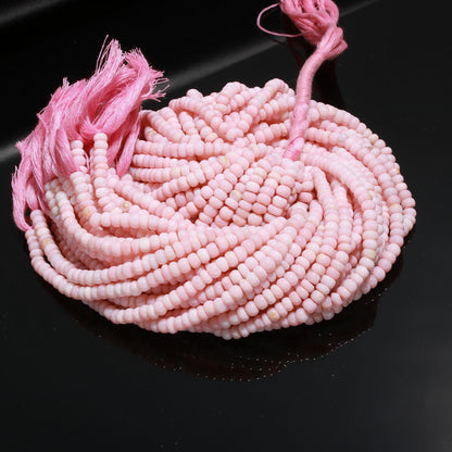 Pink Opal Smooth Rondelle Beads 5 MM Baby Pink Opal Plain Rondelle Beads for Jewelry Necklace Bracelet Making, Natural Opal Rondelle Beads