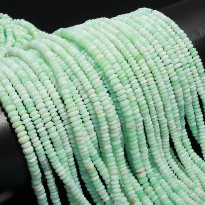 3 Strands Green Opal Rondelle Beads 5 MM Light Green Opal Smooth Rondelle Gemstone Beads for Designer Handmade Jewelry Making & Reselling
