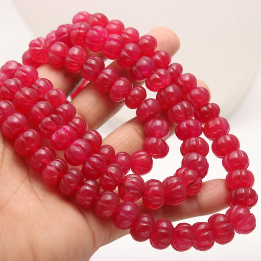 Ruby Quartz Pumpkin Beads 8X10 MM - 9x11 MM Ruby Quartz Beads 16" Strand Ruby Red Quartz Beads for Handmade Designer Jewelry Making Craft