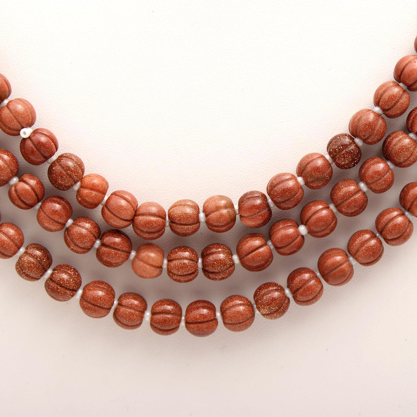 3 Strands Red Jasper Necklace Natural Red Jasper Beads Red Jasper Pumpkin Shape Necklace 6x7 MM for Designer Jewelry with Drawstring Clasp