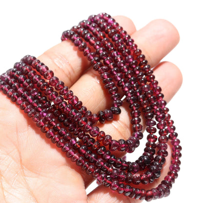5 Strands Rhodolite Smooth Rondelle Beads Necklace Natural Rhodolite Garnet Necklace Smooth Rondelle Beads Rhodolite Garnet Necklace Jewelry