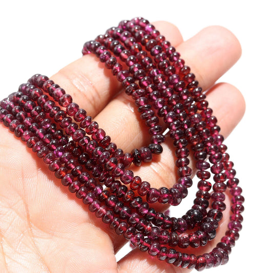 5 Strands Rhodolite Smooth Rondelle Beads Necklace Natural Rhodolite Garnet Necklace Smooth Rondelle Beads Rhodolite Garnet Necklace Jewelry