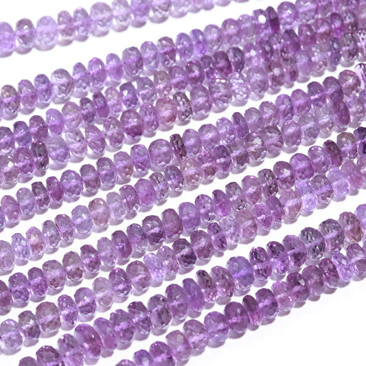 Natural Amethyst Faceted Rondelle Beads 8-9 MM Amethyst Rondelle Faceted Beads for Handmade Designer Jewelry Making Craft & Bijoux Supplies