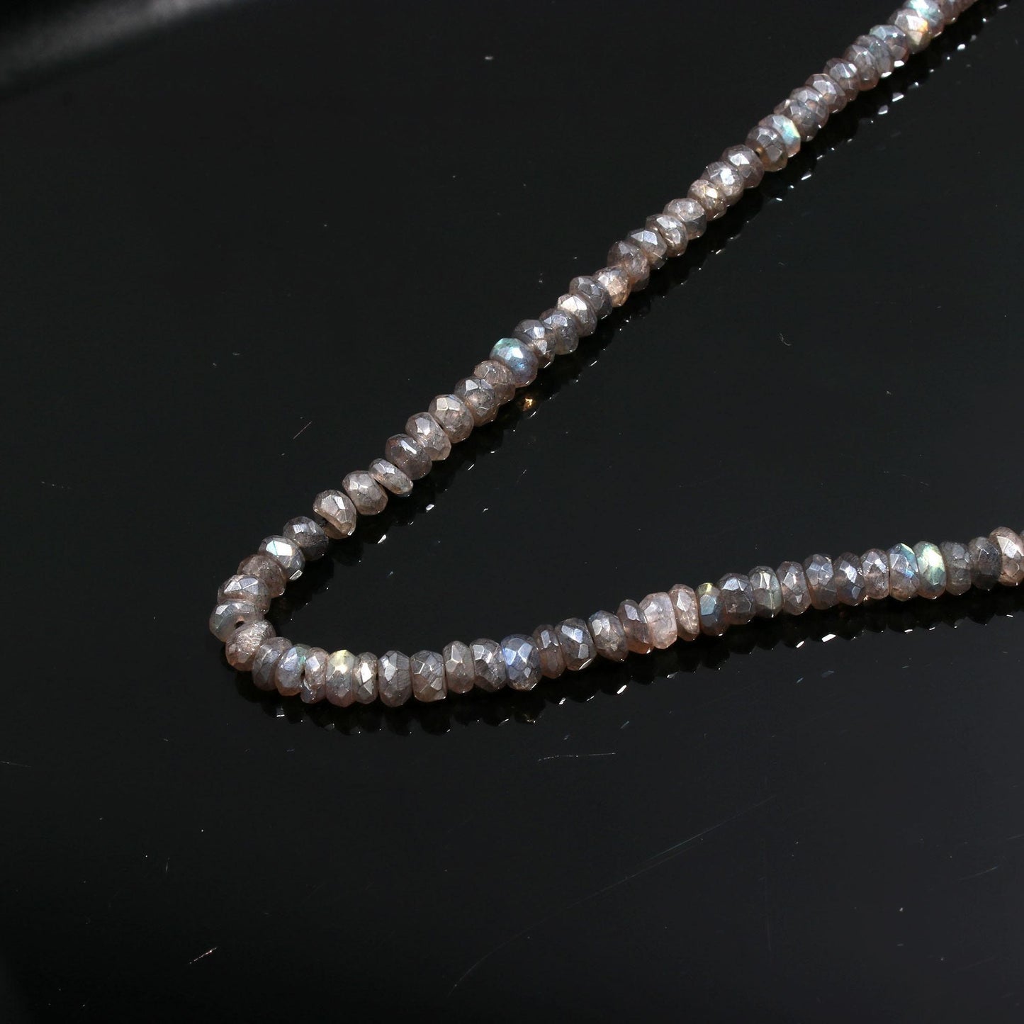 Labradorite Coated Faceted Rondelle Beads Natural Labradorite Rondelle Faceted 5 MM Beads Coated Black Moonstone Beads for Jewelry Making