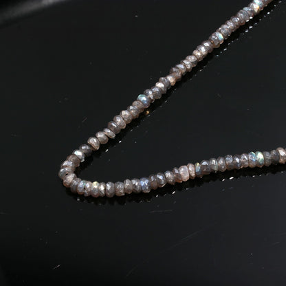 Labradorite Coated Faceted Rondelle Beads Natural Labradorite Rondelle Faceted 5 MM Beads Coated Black Moonstone Beads for Jewelry Making