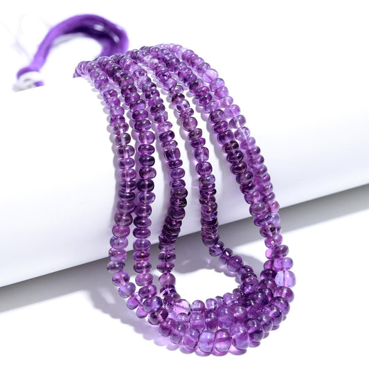 Amethyst Smooth Rondelle Beads Natural Blue Amethyst 5-8 MM In Graduation Rondelle Smooth Beads Designer Jewelry Necklace Making Craft