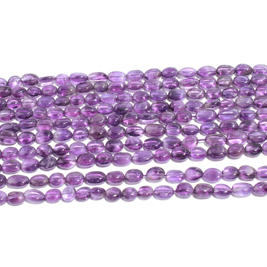 AAA Amethyst Smooth Oval Beads, Natural Amethyst Smooth Oval Beads, 6x8-7x9 MM Amethyst Smooth Beads Jewelry Necklace Making Beads