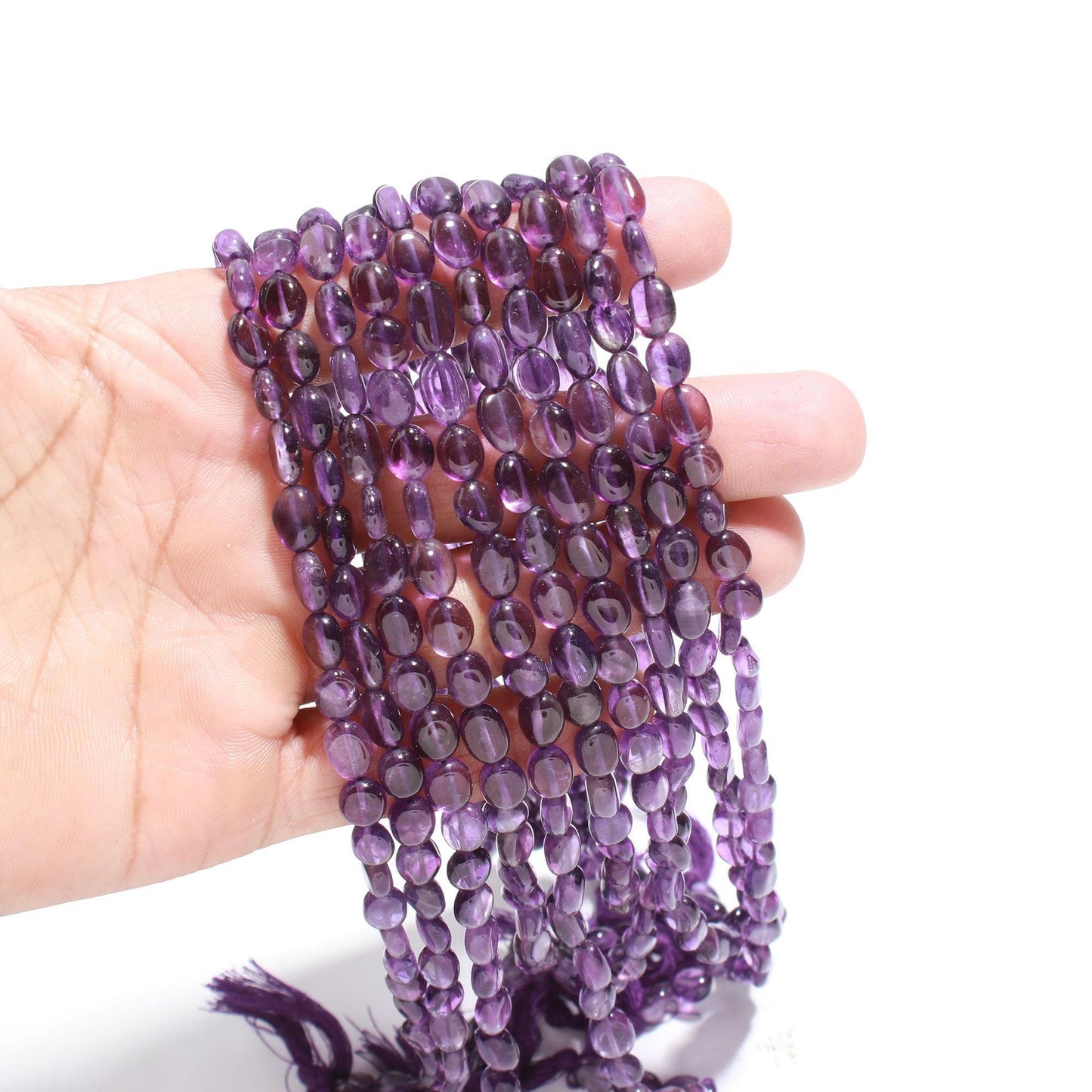 AAA Amethyst Smooth Oval Beads, Natural Amethyst Smooth Oval Beads, 6x8-7x9 MM Amethyst Smooth Beads Jewelry Necklace Making Beads
