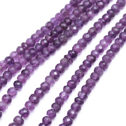 AAA Natural Amethyst Faceted Rondelle Beads 6-7MM Amethyst Gemstone Beads | Amethyst Rondelle Beads Strand