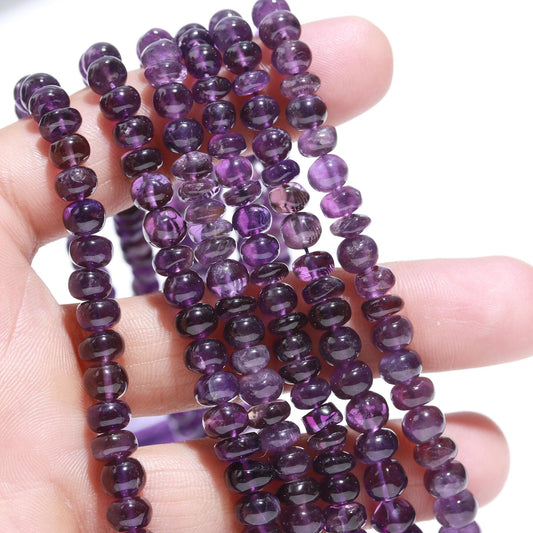 AAA Natural Amethyst Smooth Rondelle Beads 5-7 MM African Amethyst Smooth Rondelle Beads Blue Amethyst Beads