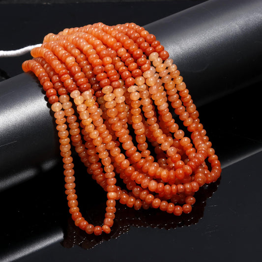 Extremely Rare Fanta Aventurine Smooth Rondelle Bead 7-8 MM Natural Aventurine Plain Bead 16" Strand Shaded Orange Aventurine Rondelle Bead