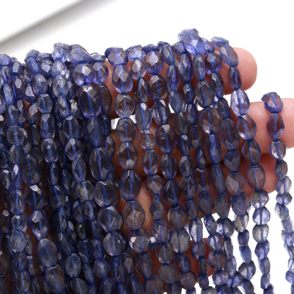 Iolite Oval Shape Faceted Beads Natural 5x6 - 6x8 MM Iolite Oval Shape 12" Strand Gemstone Beads for Handmade Designer Jewelry Making Craft
