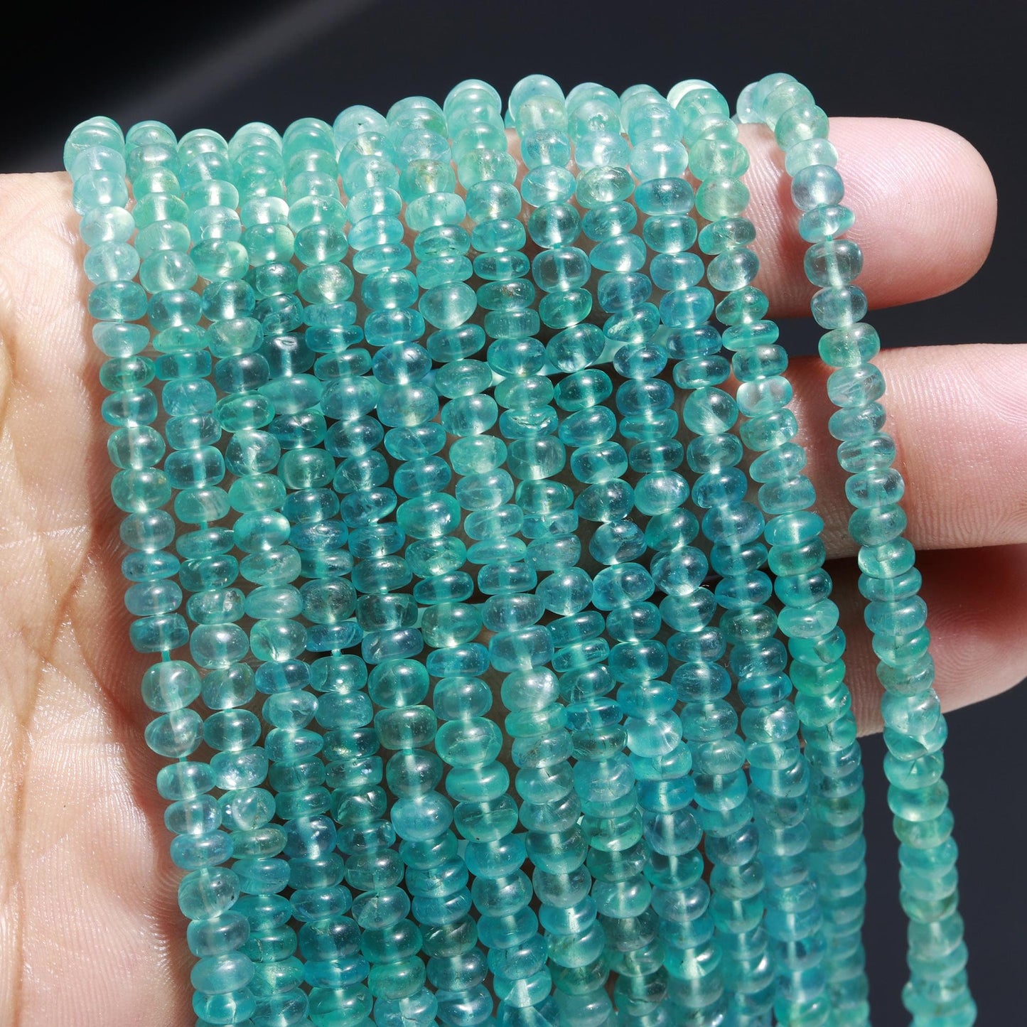 Natural Sky Blue Apatite Smooth Rondelle Bead 4-6 MM Apatite Smooth Bead 16" Strand Blue Apatite Rondelle Beads for Handmade Jewelry Making