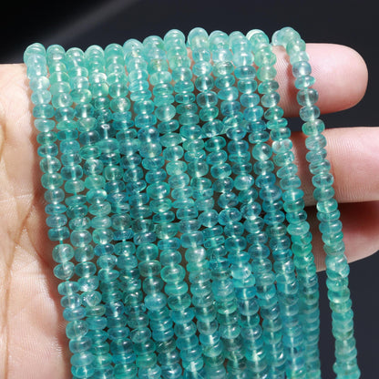 Natural Sky Blue Apatite Smooth Rondelle Bead 4-6 MM Apatite Smooth Bead 16" Strand Blue Apatite Rondelle Beads for Handmade Jewelry Making