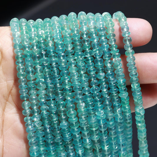 Natural Sky Blue Apatite Smooth Rondelle Bead 4-6 MM Apatite Smooth Bead 16" Strand Blue Apatite Rondelle Beads for Handmade Jewelry Making