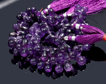 Natural Amethyst Side Drilled Drop Briolette 5x8 - 6x9 MM African Amethyst Faceted Teardrop Beads for Handmade Designer Jewelry Making Craft