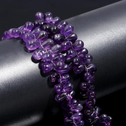 Natural Amethyst Side Drilled Drop Briolette 5x8 - 6x9 MM African Amethyst Faceted Teardrop Beads for Handmade Designer Jewelry Making Craft