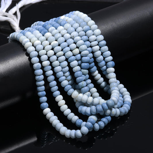 Blue Grey Smooth Beads Blue Grey Shaded Opal Smooth Rondelle Beads 9-10 MM Gemstone Smooth Beads for Handmade Jewelry Necklace Making Craft