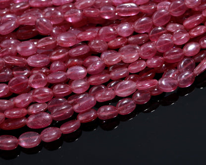 Ruby Smooth Oval Beads 6x8 - 7x10 MM Ruby Oval Smooth Beads 16" Strand Genuine Ruby Beads Plain Ruby Oval Beads for Designer Jewelry Making