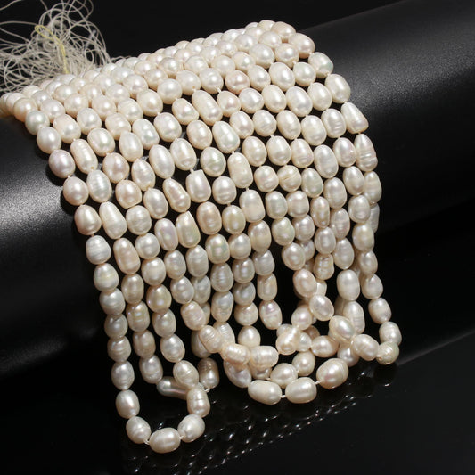 Fresh Water Pearl Oval Shape Beads 16" Natural Fresh Water Pearl 6X8 - 7X10 MM Beads Pearl for Designer Handmade Necklace Bracelet Making