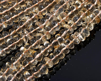 Citrine Smooth Rondelle Beads Natural Citrine Bead 7-8 MM Smooth Bead 16" Strand Citrine Rondelle for Handmade Designer Jewelry Making Craft