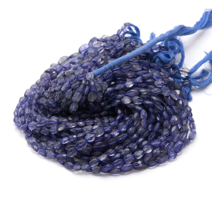 Iolite Oval Shape Faceted Beads Natural 5x6 - 6x8 MM Iolite Oval Shape 12" Strand Gemstone Beads for Handmade Designer Jewelry Making Craft