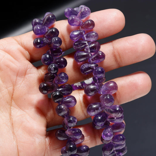 Natural Amethyst Side Drilled Drop Briolette 5x8 - 6x9 MM African Amethyst Faceted Teardrop Beads for Handmade Designer Jewelry Making Craft
