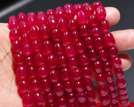 Ruby Quartz Smooth Oval Beads 8x10 - 9x11 MM Ruby Quartz Beads 12" Strand Ruby Quartz for Handmade Designer Jewelry Making Craft Supplies
