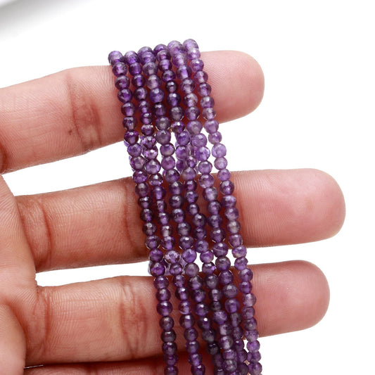 Amethyst Faceted Round Beads Natural Amethyst Faceted Rondelle 3-3.5 MM Beads for Handmade Designer Jewelry Necklace Bracelet Making Craft