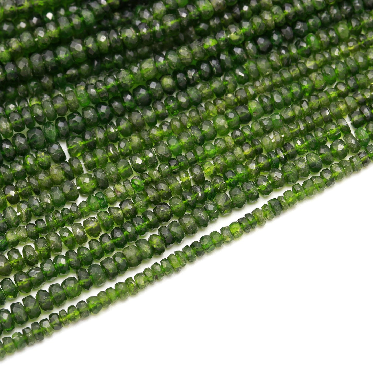 AAA+ Natural Chrome Diopside Faceted Rondelle Beads 4-6 MM Natural Green Chrome Diopside Rondelle 16" Strand for Handmade Designer Jewelry