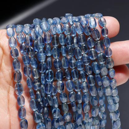 Natural Kyanite Precious Gemstone Kyanite Smooth Oval Beads 5x7-6x9 MM Oval Beads 16" Strand for Exclusive Handmade Designer Jewelry Making