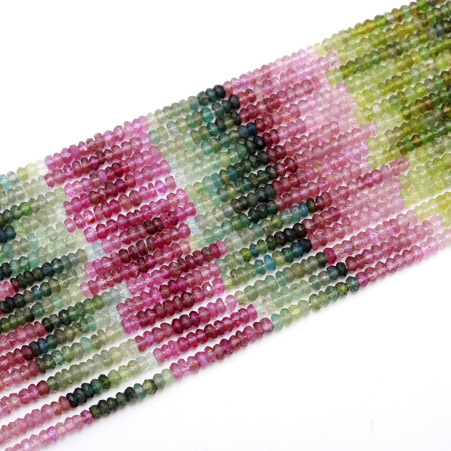 AAA Multi Tourmaline Faceted Rondelle Beads, 3.5MM Natural Tourmaline Beads, Izrail Cut Multi Tourmaline Rondelle Beads For Jewelry Making