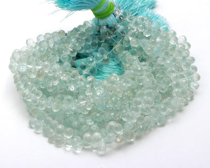 Aquamarine Faceted Tear Drop Beads 5x7 - 6x8 MM Aquamarine Beads Blue Aqua Tear Shape Beads for Handmade Designer Jewelry Making Craft