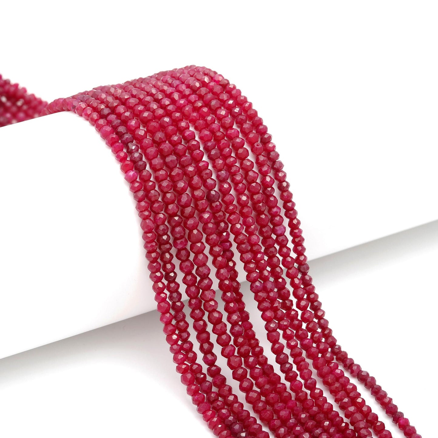 Ruby Faceted Rondelle Beads 4-5 MM Ruby Corundum Beads Ruby Rondelle Bead 13" Strand for Handmade Designer Jewelry Making Craft and Supplies