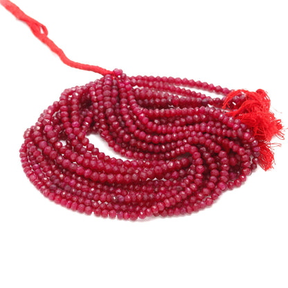 Ruby Faceted Rondelle Beads 4-5 MM Ruby Corundum Beads Ruby Rondelle Bead 13" Strand for Handmade Designer Jewelry Making Craft and Supplies