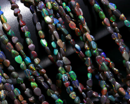 Black Ethiopian Opal Smooth Nuggets Bead Natural Flashy Ethiopian Opal Tumble Beads Super Ethiopian Opal Nuggets for Designer Jewelry Making
