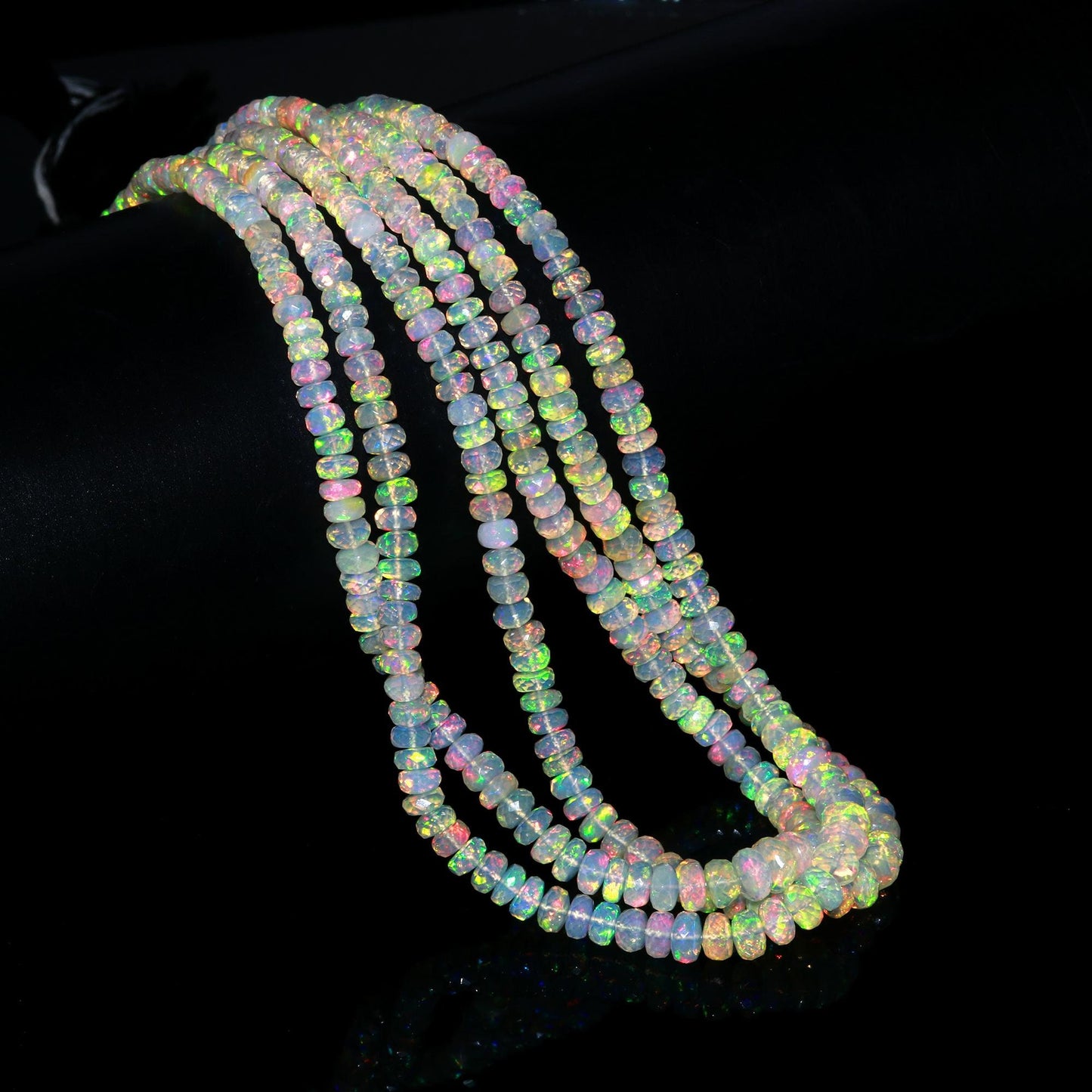 Top Quality Ethiopian Opal Faceted Rondelle Beads 4-6 MM Natural Flashy Ethiopian Opal Rondelle Faceted Beads, 16” Multi Colour Flashy Opal
