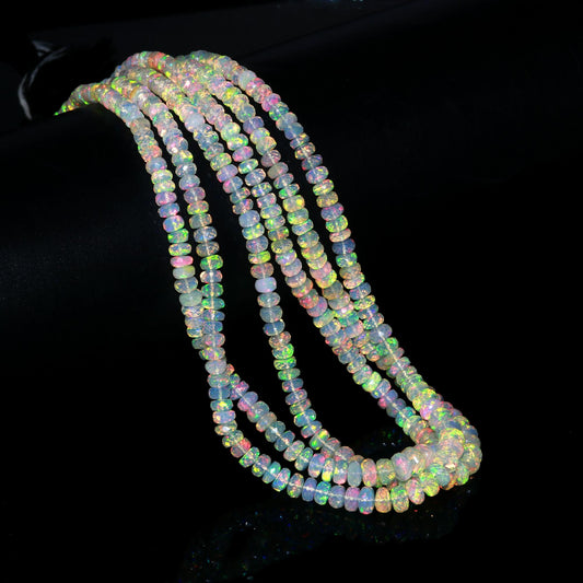 Top Quality Ethiopian Opal Faceted Rondelle Beads 4-6 MM Natural Flashy Ethiopian Opal Rondelle Faceted Beads, 16” Multi Colour Flashy Opal