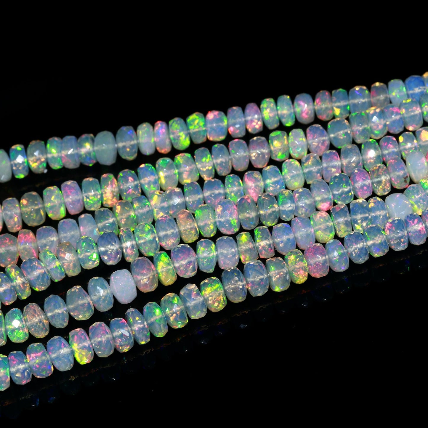 Top Quality Ethiopian Opal Faceted Rondelle Beads 4-6 MM Natural Flashy Ethiopian Opal Rondelle Faceted Beads, 16” Multi Colour Flashy Opal