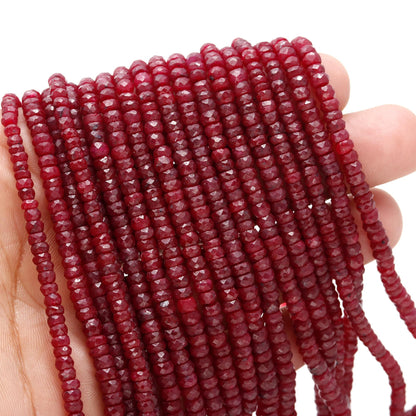 AAA+ Ruby Faceted Rondelle Beads 4-5 MM Natural Ruby Corundum Faceted Beads for Handmade Designer Jewelry Making Craft & Bijoux Supplies